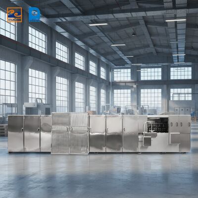 خط إنتاج بسكويت المونكا المصنوع من الفولاذ المقاوم للصدأ يعمل بالغاز مع دعم فني بالفيديو يوفر تصنيعًا متسقًا