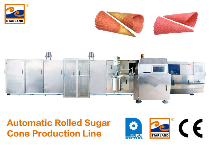 خط إنتاج مخروط السكر الدائم / صانع الآيس كريم الصناعي 7000L * 2400W * 1800H