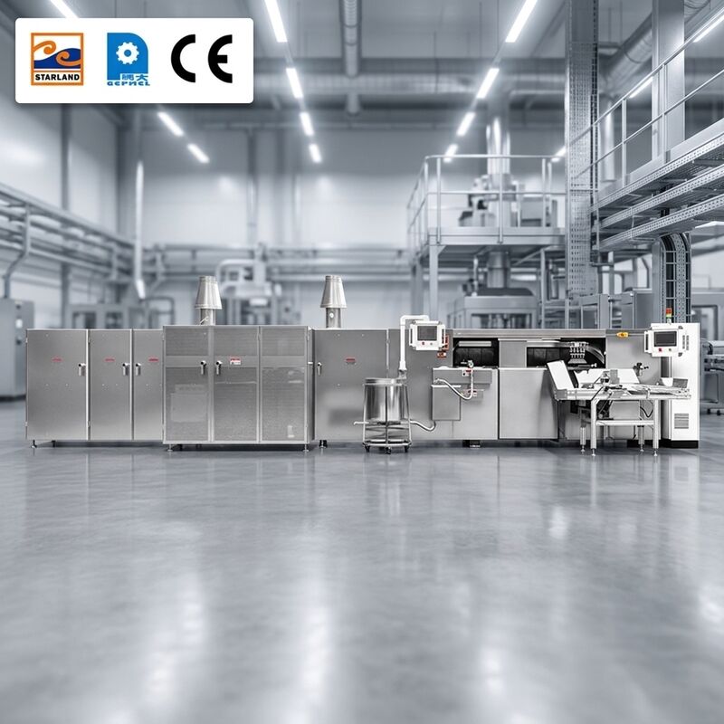 Stainless Steel Waffle Roll Making Equipment Gas Heating Method Industrial Biscuit Production Line For Baking Process